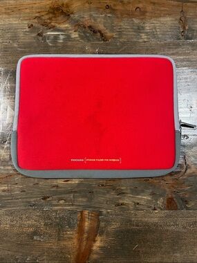 Red Laptop Sleeve with Gray Trim - Protective Neoprene Case